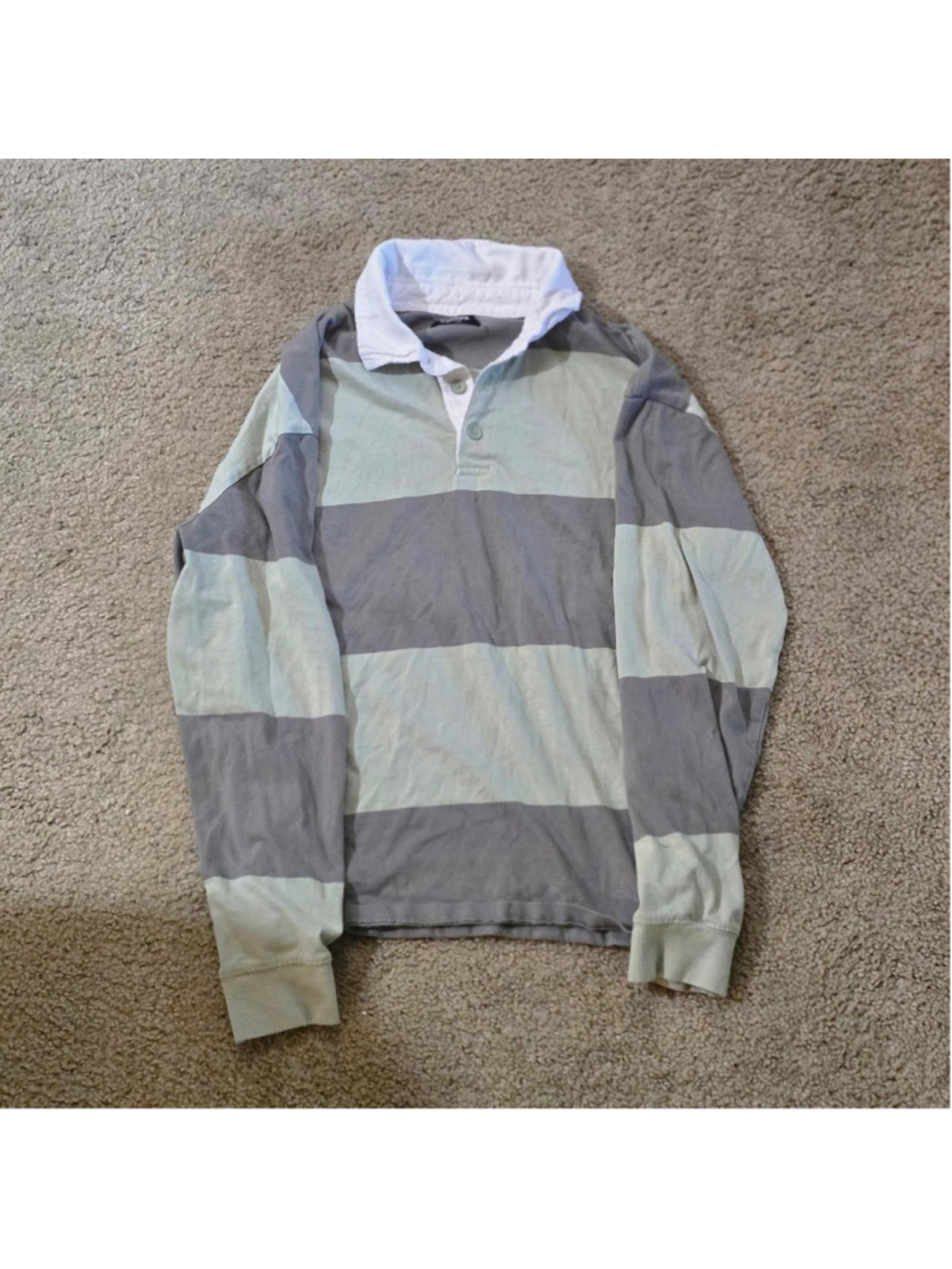 blue + grey striped rugby shirt #rugby #striped